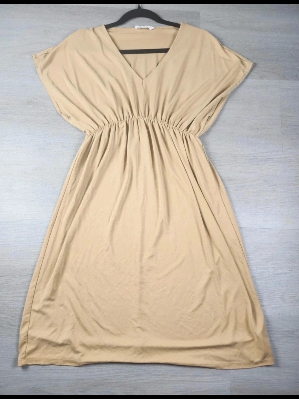 Babydoll Dress | V-Neck Empire Waist Flowy Neutral